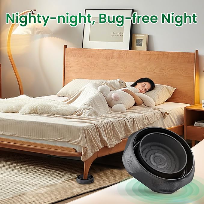 Bed Bug Interceptors 12 Pack Bed Bug Traps Insect Detector for Bed Sofa &amp All Furniture. 24/7 Monitor 360° Protection for Your Family's Peaceful Sleep Black