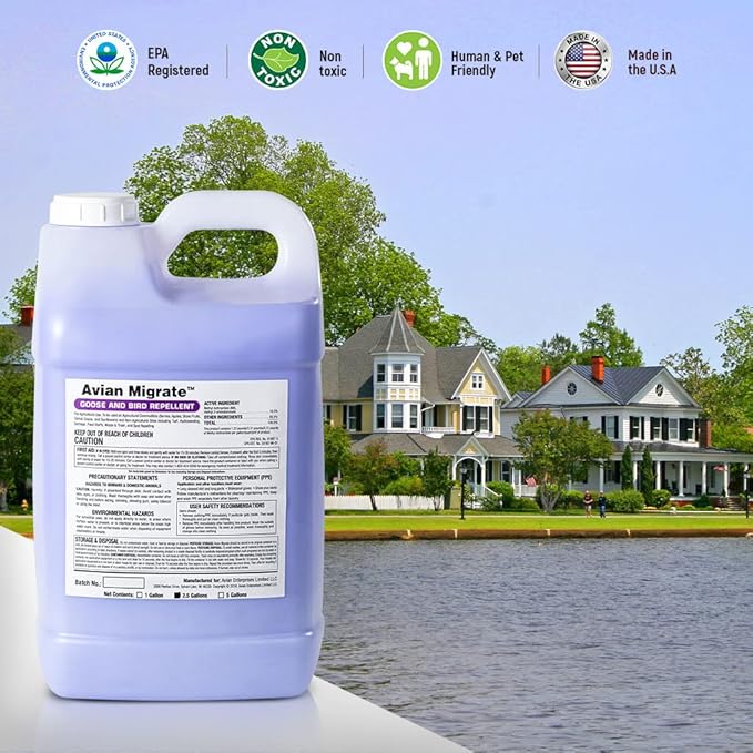 Goose Deterrent Bird Repellent Concentrate Geese Repellent Non-Toxic Removes Geese from Yards Parks Beaches Ponds and Ground Made in The USA (1/2 Gallon)