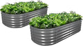 A ANLEOLIFE 2 Pcs 6X2X1.5 ft Oval Round Galvanized Raised Garden Beds Outdoor for Planting Vegetables Flowers Herb Quartz Grey