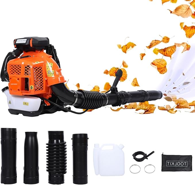 Backpack Gas Powered Leaf Blower 80CC 900CFM 2-Stroke Gas Leaf Blower 6800RPM Backpack Leaf Blowers for Lawn/Garden Care Snow/Grass Blowing from US