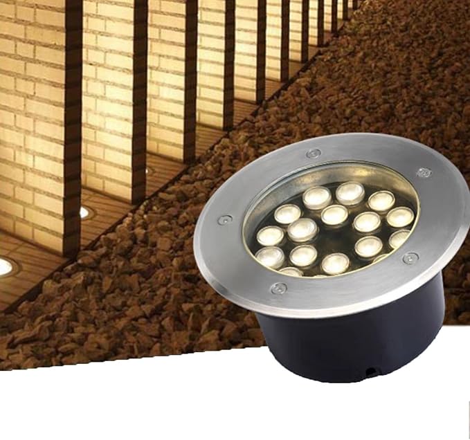 Ground LED Landscape Lights - Outdoor Buried Lamp IP67 Waterproof Recessed Spotlight AC85-265V Stainless Steel Round Well Light for Patio Driveway Deck LightBlue Light 18 W