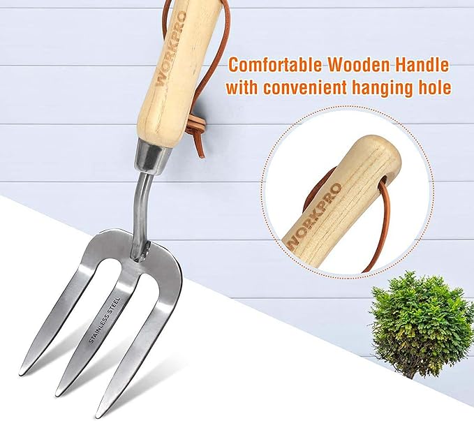 WORKPRO W005010WE 4 Piece Garden Tool Set – Heavy-Duty Stainless Steel Includes 4 Hand Tools (1 Kit)