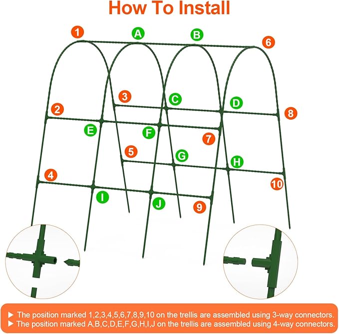 Cucumber Trellis for Raised Bed U-Shaped Garden Trellis for Climbing Plants Outdoor Arch Plant Support Vegetables Trellis with Climbing Net Tunnel Plant Support Stand for Vine Pea Zucchini