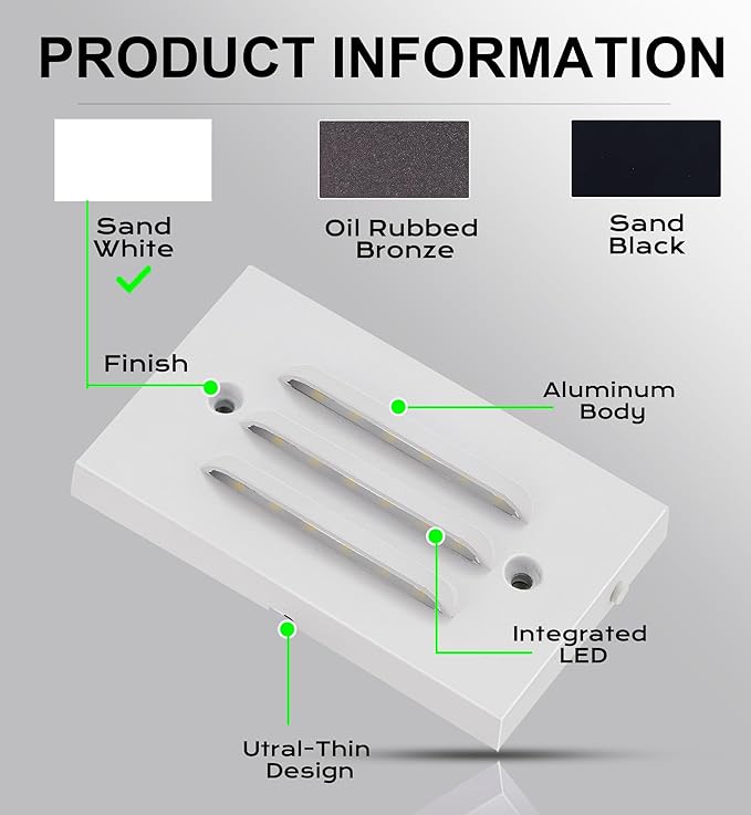 CLOUDY BAY 5CCT 12V 4W Low Voltage LED Step Light with Horizontal Louvered Faceplate for Steps Decks StairsOutdoor Stair LightsWet Locations6 PackWhite