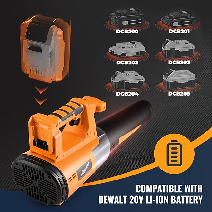 Cordless Leaf Blower Up to 520CFM Compatible with DEWALT 20V Max Battery (No Battery) Electric Leaf Blower Cordless with 5 Speed Modes Battery Powered Leaf Blowers for Lawn Care Yard