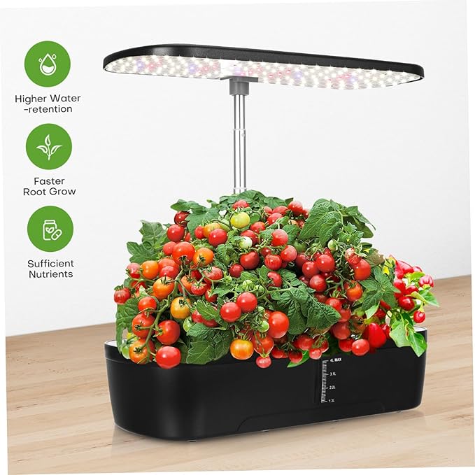 Kisangel 1 Set Indoor Hydroponic Gardening Kit Smart Plant with Automatic Watering Fertilization and Temperature Control for Easy Indoor Vegetable Cultivation