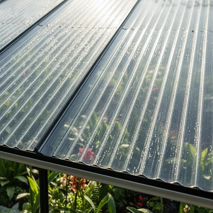 Clear Polycarbonate Roofing Sheet Splicable Corrugated Plastic UV Resistant Insulation Day Lighting Covering Panel for Greenhouse Canopy Carport Pergola Easy Cut (Clear 8 PCS 3x5.3 ft)