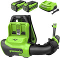 Greenworks 40V (175 MPH / 710 CFM) Dual Port Cordless Brushless Backpack Leaf Blower (2) 8.0Ah Battery and Charger Included
