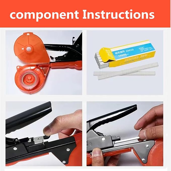 SUCA Plant Tying Machine Plant Tape Cattle Panels for GardenPlant Vine Tying Tool with 10000pcs Staples 21 Rolls Tape Plant Tape Gun for GrapesTapener (tapetool set1pcs)