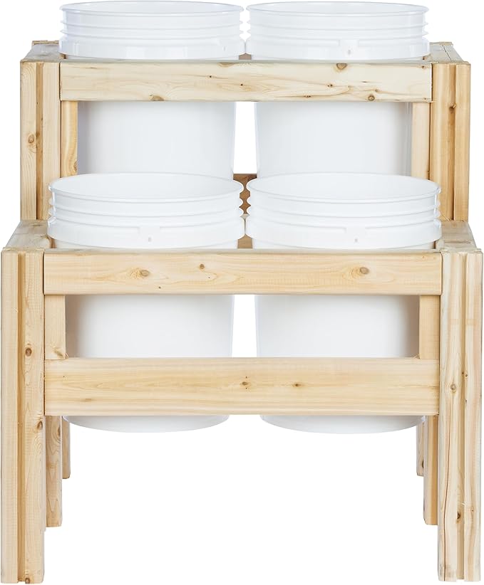 Greenes Fence Two-Tiers Four Bucket Elevated Cedar Wood Garden Frame 30 in. x 28 in. x 30 in. - Made in USA with North American Cedar