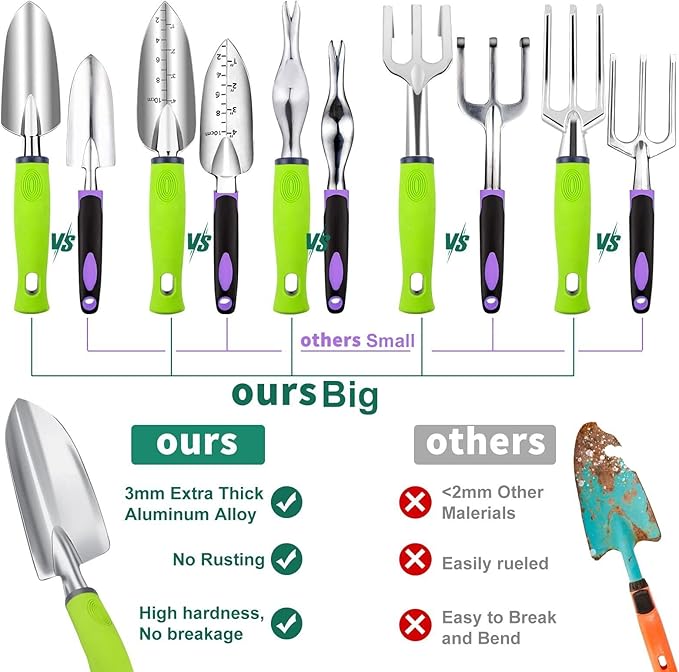 84 PCS Garden Tools Set10pcs Succulent Tools Set Included 6pcs Large Heavy Duty Aluminum Gardening Hand Tools 12.5IN with Garden Tool BagGloves Sprayer etc.Gardening Gifts for Men Women Garden Gifts