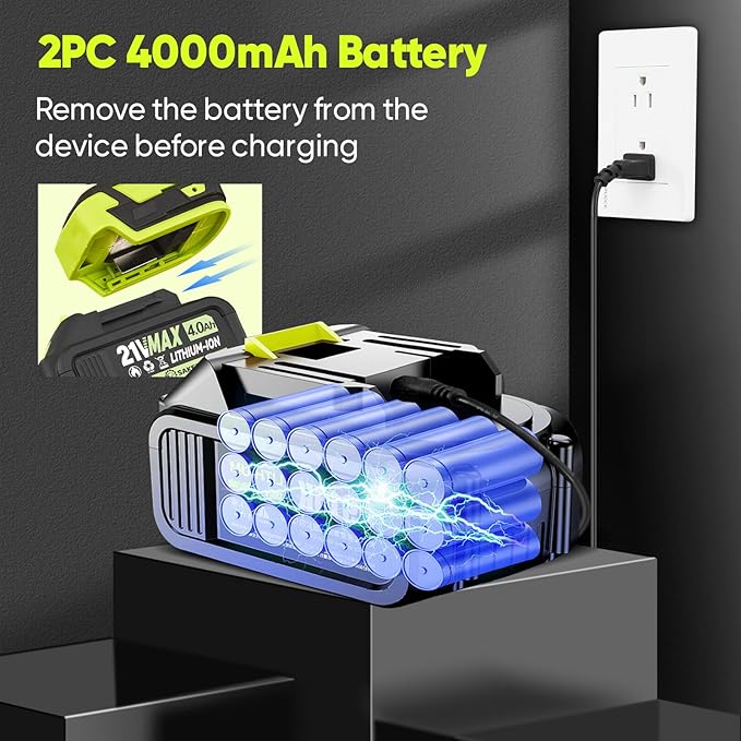 Portable Dust Cleaner Blower Leaf Blower Cordless Handheld Blower Hand Blowers for Lawn Care Patio Cleaning 4.0Ah Battery Charger Included (2 Battery with Storage Case)