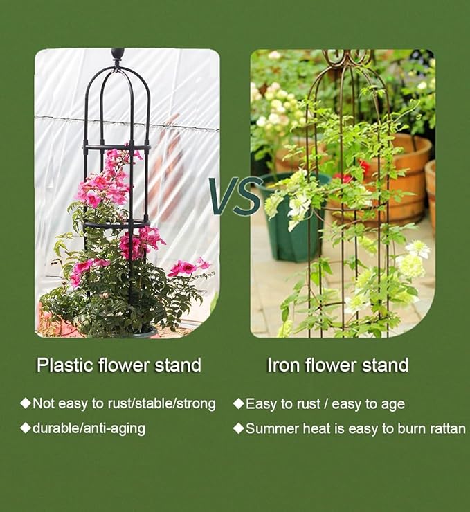 Garden Trellis Obelisk Plant Support Plastic Coated for Outdoor Indoor Potted Plants Tomato Rose - 1 Pc (Size : 30cm/11.8in Color : 210cm/82.6in)