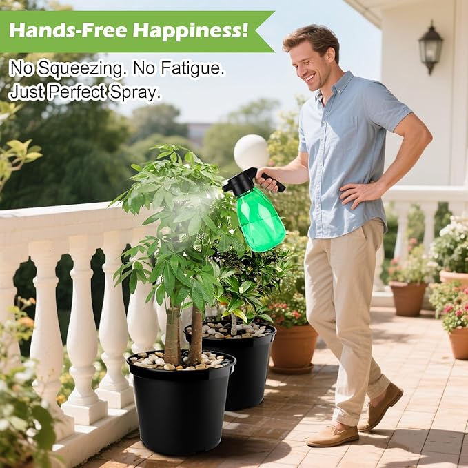 5-Gallon Nursery Pots 5P with 0.5 Gallon/2L Electric Spray Bottle Plant Containers with Drainage Holes Round Sturdy Garden Planters for Indoor/Outdoor Greenery