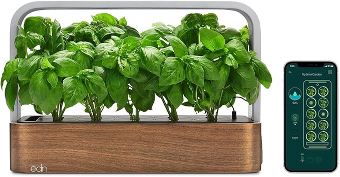 EDN SmallGarden with Basil SeedPods Indoor Grow Smart Garden for iOS Devices - Fresh Home Grown Herbs Plants and Flowers - Grow up to 10 Different Plants at Once