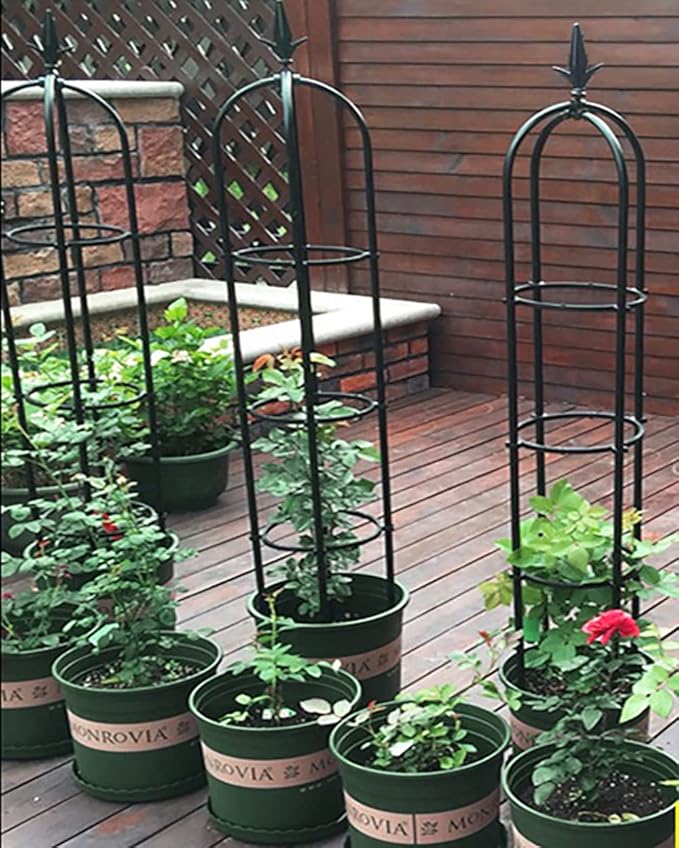 Stylish Garden Obelisk Trellis for Climbing Plants | Plant Support Cage for Vines Flowers Vegetables and Roses | Indoor/Outdoor Use | Easy Assembly (1 Pack) (Size : 8.3 Dia. x 47 H)
