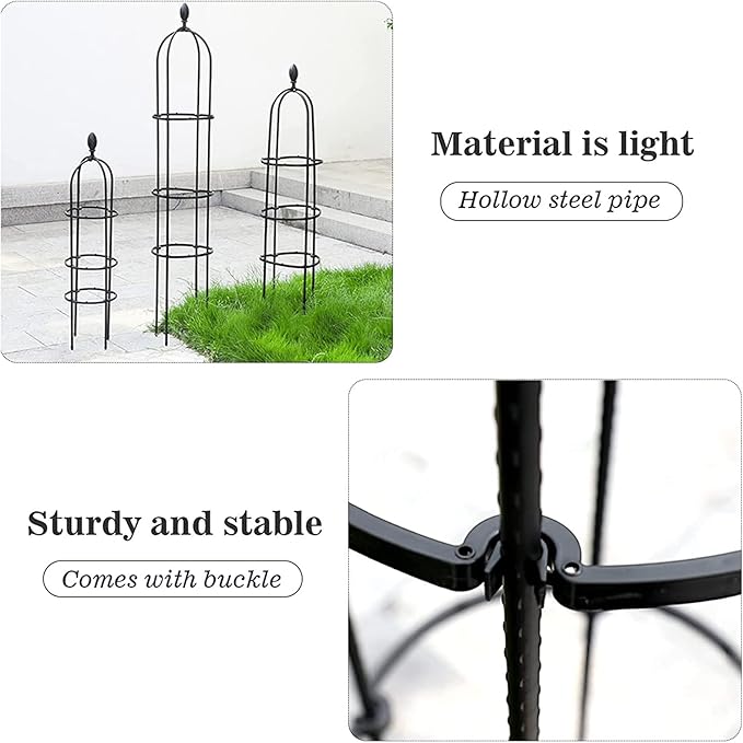 Garden Plant Supports Tower Obelisk Garden Trellis Plant Support Rack Plant Climbing Tower Frame Steel Garden Obelisk Flower Stand for Roses Climbing Plants25 * 150 cm