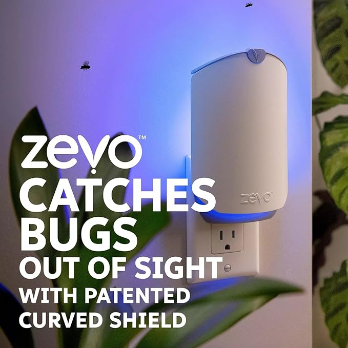 Zevo Flying Insect Trap Fly Trap Fruit Fly Trap (2 Plug-in Bases + 6 Refill Cartridges)