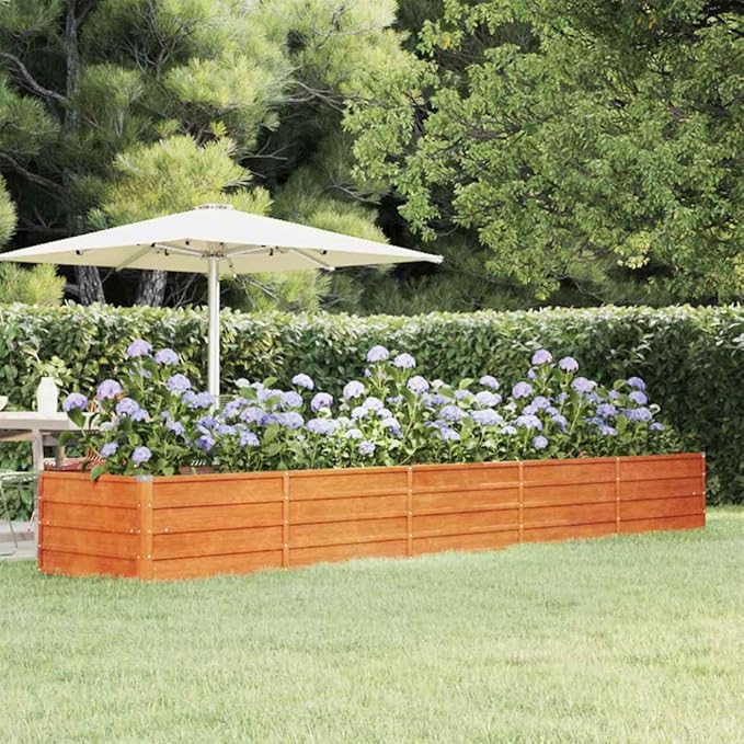 vidaXL Garden Raised Bed Planter - Outdoor Flower Box - y corten Steel - 157.5 x 31.5 x 17.7