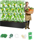 Cucumber Trellis with Grow Bags for Garden U Frame Garden Trellis for Climbing Plants Metal Plant Trellis with Garden Netting for Vegetables Flowers Fruits(5 Arches)