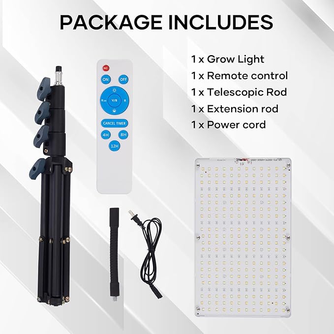 Plant Grow Light indoor264 LEDs Full Spectrum Plant Light with Adjustable Tripod Stand with Remote Control and Auto On/Off Timer FunctionGrow Lamp for Indoor Plants Greenhouse Veg Bloom Hydroponic