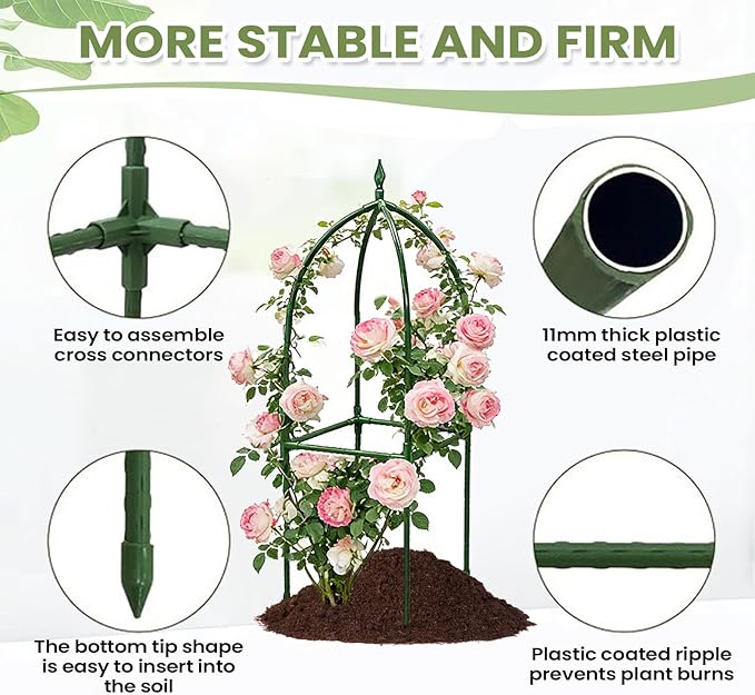 Outdoor Trellis for Climbing Plants - Adjustable Height Metal Obelisk HolderMetal Garden Trellis - for Balcony House Outside Wedding Vegetable Flower Fruit