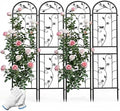 4 Pack 87x20 Inch Black Metal Garden Trellis Heavy Duty Outdoor Tall Plant Trellis for Climbing Rose Bush Clematis Jasmine Morning Glory Flowers &amp Vines