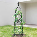Obelisk Trellis for Garden - 38.3 x 10.03 Durable Metal Climbing Support for Roses Vines &amp Flowers | Elegant Black Design with Decorative Top &amp Hollow Sides
