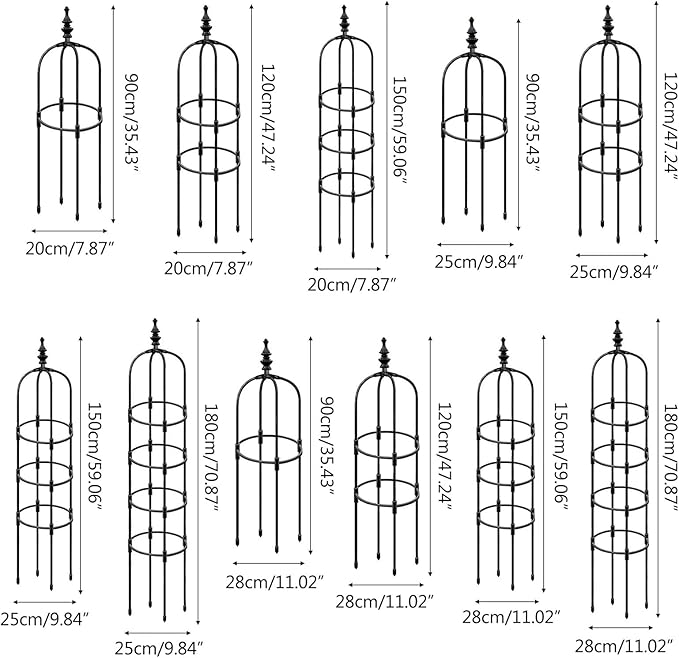 Tower Obelisk Garden Trellis U-Shaped Plant Stand Flower Climbing Frame Rust-Resistant Stainless Steel Flower Support