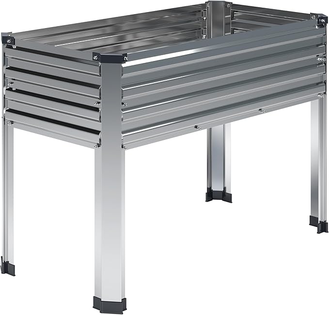 Galvanized Raised Garden Bed with Legs48×18×30in Elevated Planter Box for BackyardOutdoor Garden Patio Balcony 300lb CapacitySilver