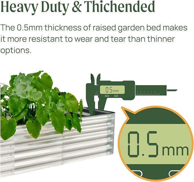17“ Tall Galvanized Raised Garden Bed 6ftx2ft/4ftx4ft Metal Raised Garden Bed Kit Rectangular Raised Planter Garden Deep Root Box Planter for Vegetables Flowers Herbs and Succulents