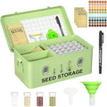 60 Slots Seed Organizer Seed Storage Seed Box 3 Compartments Seeds Organizer Storage Box Metal Garden Seeds Packet Container with Lid and Safety Locks for Flower Plants Garden