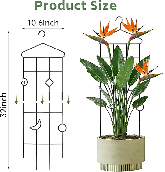 4 Pack 32'' Bell-Shaped Plant Trellis for Climbing Plants Outdoor &amp IndoorGarden Metal Trellis for Potted Plants Climbing Plants Monstera Houseplant Trellis for Hoya Pothos Vine Ivy