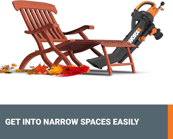 WORX Trivac 3 in 1 Electric Leaf Blower for Lawn Care Leaf Vacuum with 350 CFM &amp 210 MPH Leaf Mulcher with Metal Impeller Reusable Bag Included WG505.2