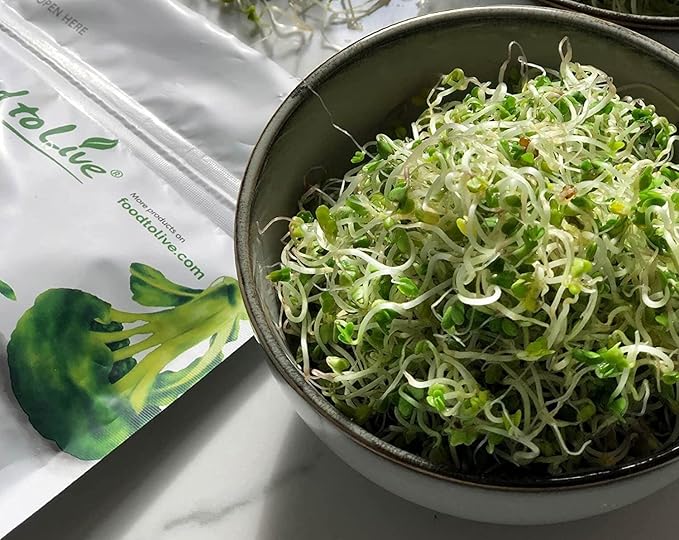Food to Live Organic Broccoli Seeds for Sprouting 10 Pounds – Non-GMO Vegan Kosher Sirtfood Bulk. Rich in Sulforaphane Vitamin C. Grow Sprouts Microgreens for Salads and Sandwiches