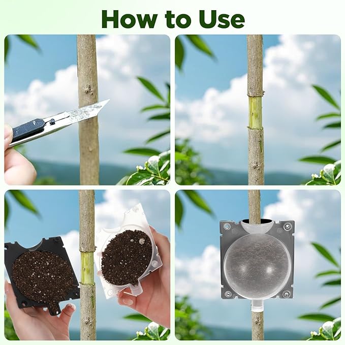 30 Pcs Air Layering Pods Reusable Half Black Half Transparent Grafting Balls Air Layering Propagation Kit for Plant Rooting Medium Size Rooting Box for Fast Propagation
