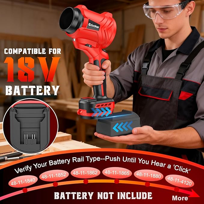 Cordless Leaf Blower for Milwaukee 18V Batteries(No Battery) Handheld Mini Turbo Blowers with 180°Rotatable Head 6-Speed Power Display Battery Powered Blower for Leaves/Dust/Garage/Lawn