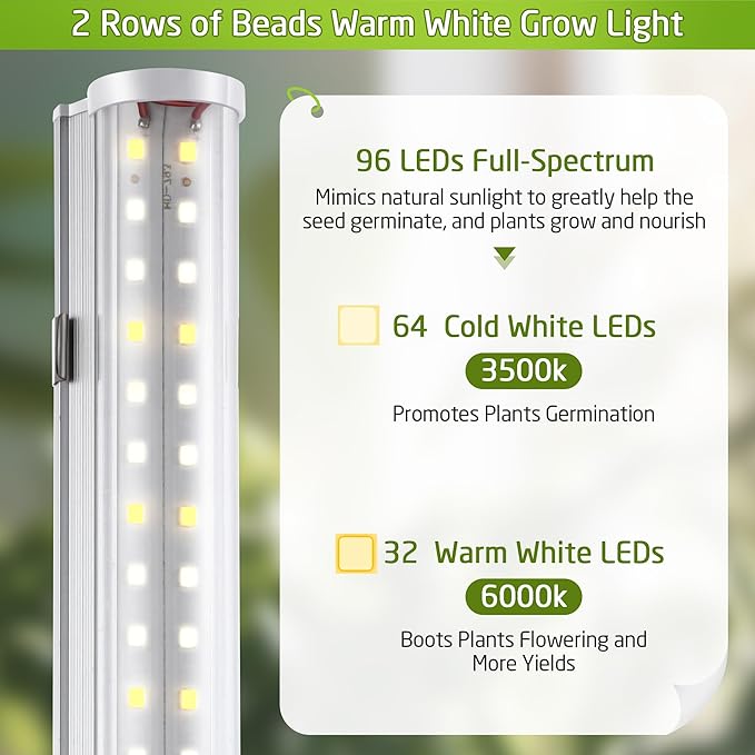 1 Pack Seedling Grow Light with Stand for Indoor Plants 18W Full Spectrum LED Grow Lamp with Metal Stand Height Adjustable Seedling Grow Light for Seed Starting Germination Hydroponic