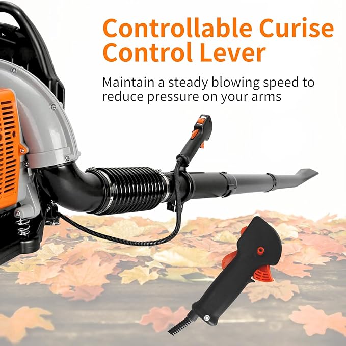 Backpack Leaf Blower 63CC 2-Stroke Engine Leaf Blower Gas Powered 665 CFM Leaf Blower Backpack Leaf Blower Gas with Powerful Wind from US (63CC Orange)