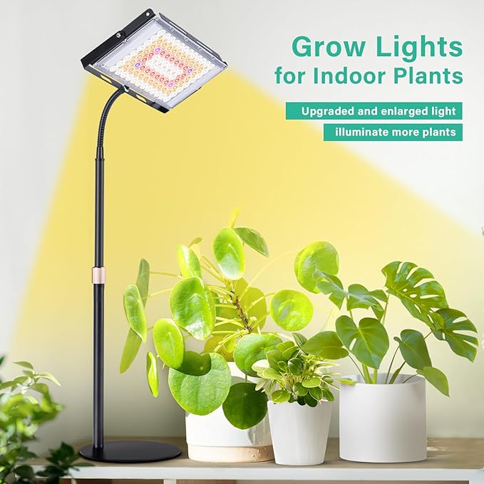 LBW Grow Light for Indoor Plants Full Spectrum Desk LED Plant Light Large Grow Lamp with 4H/8H/12H Timer 6-Level Brightness Height Adjustable Flexible GooseneckIdeal for Indoor Growth