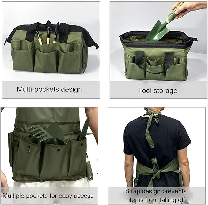 9 Piece Garden Tools Set Gardening Hand Tool with Storage Bag Shovel Multifunctional Garden Weeding Tools Gift for Home Lawn Farm Planting Landscaping Women Men