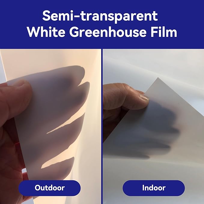 HFS(R White Greenhouse Plastic Film Polyethylene Film 6 mil Anti-UV for Gardening Agriculture 20X25FT