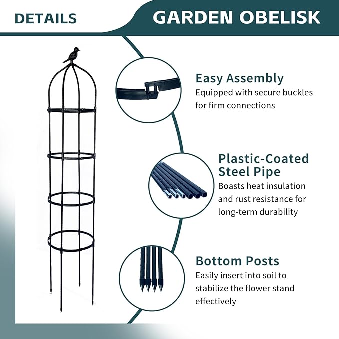 2 Pack Garden Obelisk Trellis for Climbing Plants Outdoor Plant Trellis Garden Tower Trellis for Potted Plant Climbing Flowers Vegetable Cucumber Trellis