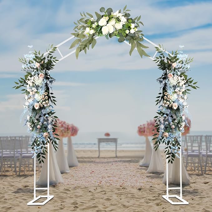 Arch Backdrop Stand A-Shape Wedding Arch Trellis Wedding Flower Frame for Garden Decorations Outdoor Party Decorations 6.56 * 7.87FT (White)