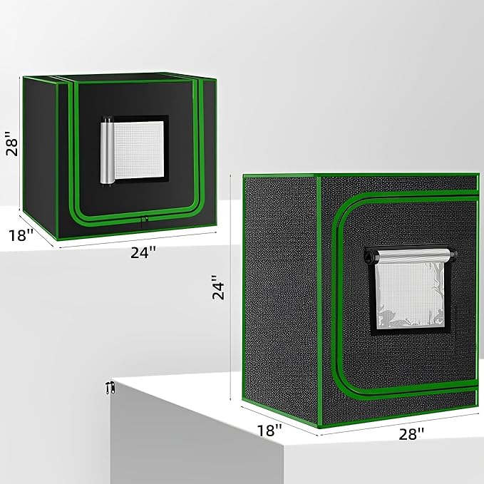 MELONFARM Small Grow Tent for Aerogarden24”x18”x28” Hydroponics Growing System Highly Reflective 600D Diamond Mylar Canvas with Ventilation window and Floor Tray for Hydroponic Indoor Plant Growing