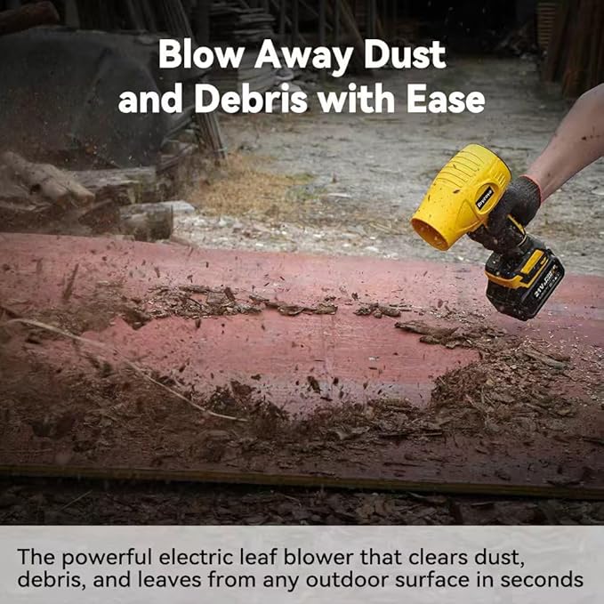 21V Cordless Leaf Blower with 2 Batteries &amp Charger | Powerful Lightweight Handheld for Yard Patio Driveway | Quickly Cleans Leaves Grass Dust &amp Light Snow