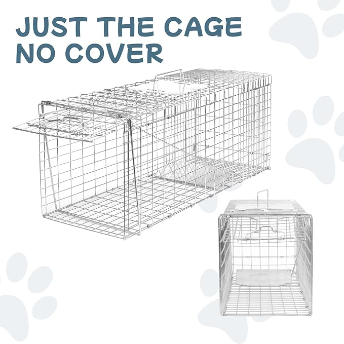 Animal Trap 32x10x12 Cage Trap Heavy Duty Folding Raccoon Traps Humane Cat Trap for Stray CatsRabbitsSquirrelsOutdoor Small Animal TrapHumane Catch &amp Release