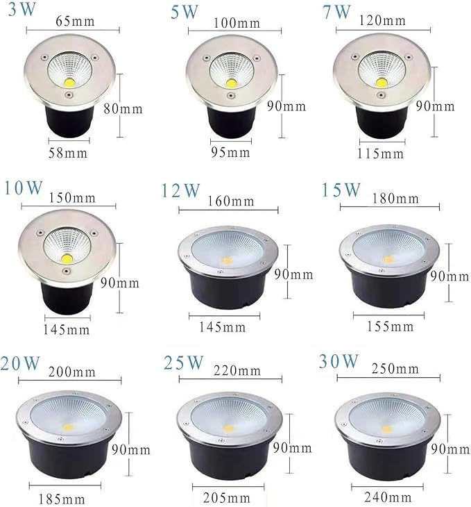 6PCS Underground Light LED - LED Beam Spotlight AC85-265V COB Garden Landscape Lights IP66 Waterproof Recessed Buried Lights for Outdoor Park Driveway Underground Lighting(White15W)