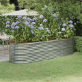 SKM Garden Raised Bed Powder-Coated Steel 296x80x68 cm Silver (Weight-18KG)