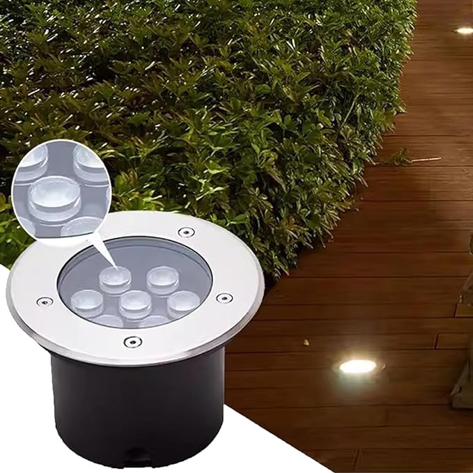 Outdoor Buried Lights - Ground Led Landscape Lamp Ip67 Waterproof Round Recessed Led Spotlight Low Pressure Stainless Steel Floor Lamp for Pathway Patio Garden Deck L-Warm Light-9 W